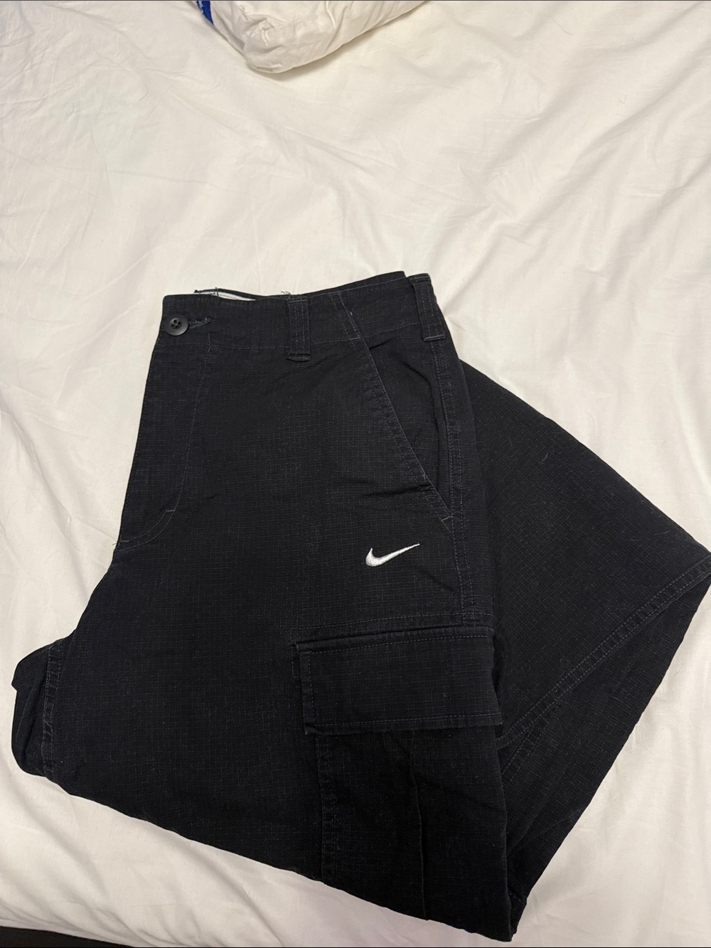 Nike Black Men's Cargo Pants with White Swoosh